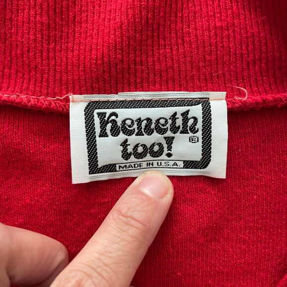 VTG 70s Kenneth Too! Red Boyfriend Cardigan USA Size L - Picture 6 of 6